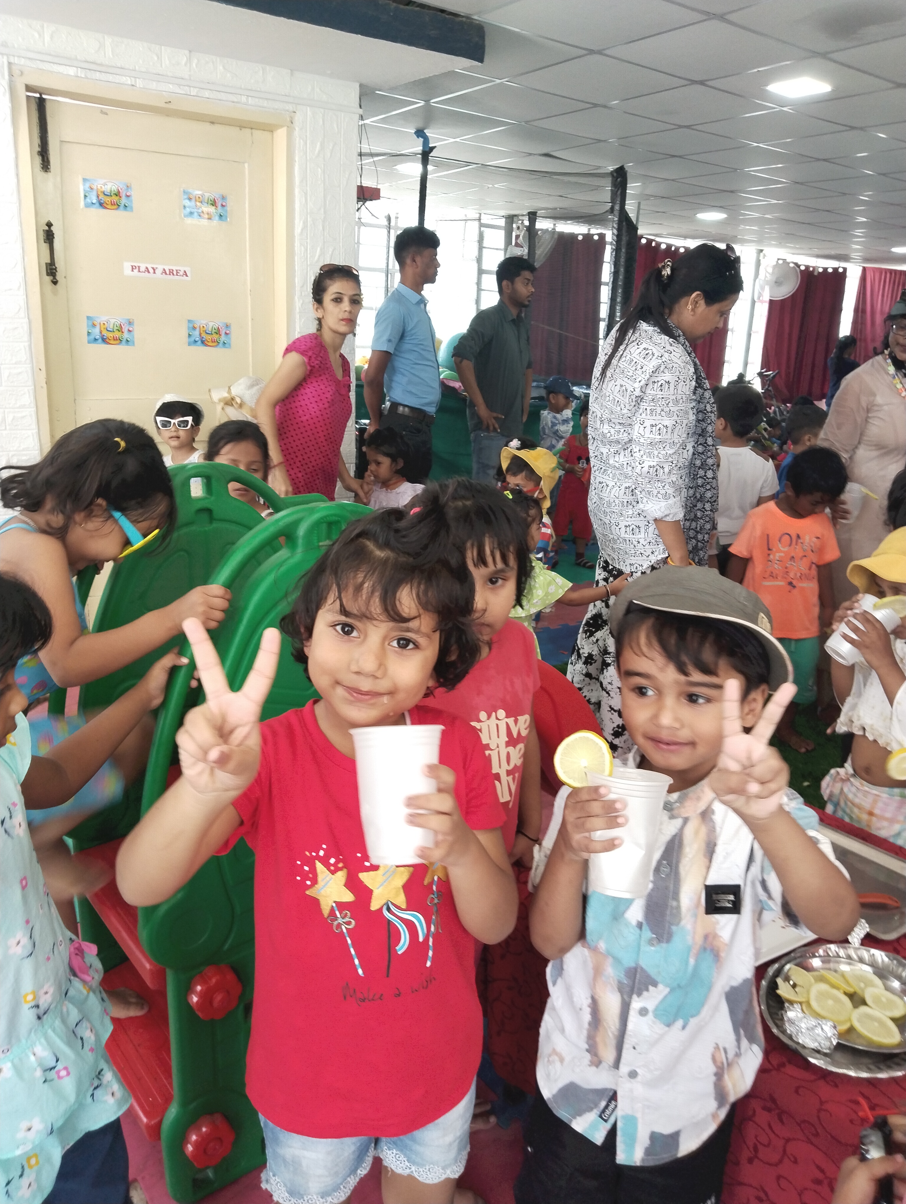 Kids at beach party